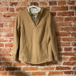 NWOT L.L. Bean lined hooded quarter snap pullover